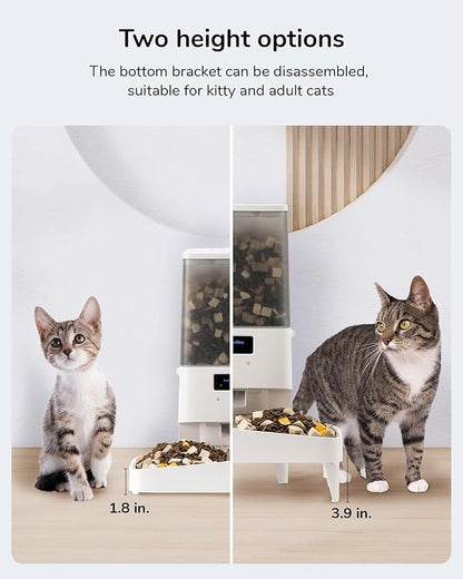 FUKUMARU Automatic Cat Feeder, WiFi Automatic Dog Feeder with Freshness Preservation, 5L Timed Cat Food Dispenser with Elevated Bowls, Up to 10 Meals Per Day