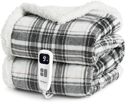 Christmas Heated Blanket Electric Throw-50''x60''Ultra Soft Cozy Plaid Flannel Fast Heating Electric Blanket with 10 Heat Levels & 10 Hrs Auto Off, ETL Certified, Keep Warm in Home Office