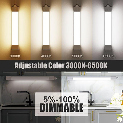 Under Cabinet Lights with Plug. 3000K-6500K Dimming and Color. with Wireless Control Panel and Remote Control.15W 1500LM for Garage, Kitchen, Bathroom, Closet, Office (16 inch)