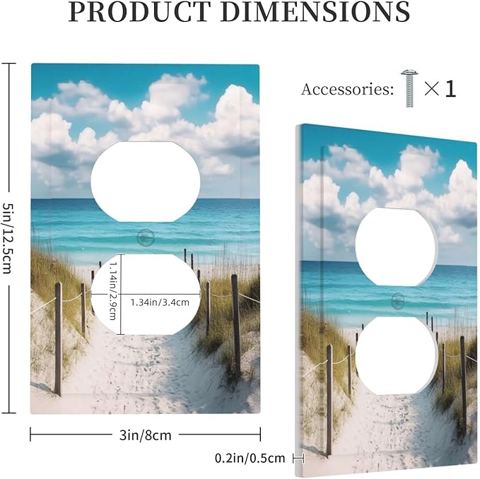 Decorative Outlet Covers Coastal Beach Ocean Seaside View 1 Gang Duplex Light Switch Cover Plate Unique Wall Plates for Electrical Outlets Switch Plate Covers for Bedroom Home Decor
