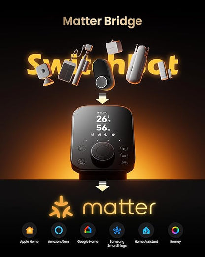 SwitchBot Hub 3 (3rd Gen), Smart Home Hub with 2.4" IPS Screen & Knob Control, WiFi Thermometer Hygrometer, IR Remote Hub (Matter/Bluetooth 200m), Alexa/Google/Apple Home Compatible
