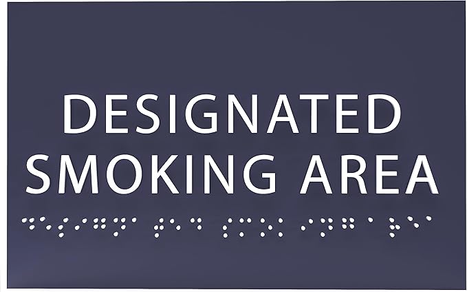 6" X4" Designated Smoking Area Sign - ADA Compliant Tactile Graphics Grade 2 Braille Text | Smoking Permitted Wall Signs for Offices, Private Businesses, Schools, and Restaurants