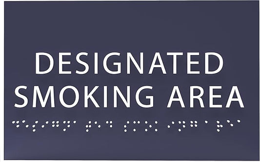 6" X4" Designated Smoking Area Sign - ADA Compliant Tactile Graphics Grade 2 Braille Text | Smoking Permitted Wall Signs for Offices, Private Businesses, Schools, and Restaurants