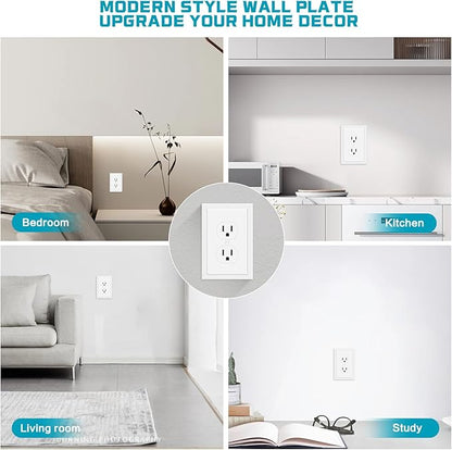Outlet Covers Wall Plate Electrical Outlet Cover Plates Dual Receptacle Outlet Faceplate for Light Switches, Smart Switch, GFCI, Dimmers, Receptacle, USB Outlet (4 Pack, 1-Gang 4.88X3.18 Inch)