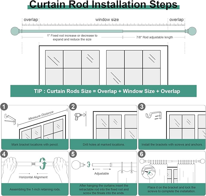 2 Pack Boho Wood Curtain Rods for Windows 28 to 48 inch,1" Adjustable Heavy Duty Window Curtain Rod with Imitation Wood Grain Finials,Rustic Decorative Drapery Rods Set 18-60'',Natural Wood