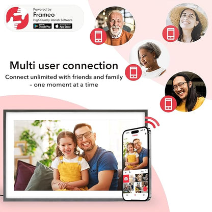 Frameo 15.6 Inch Large Digital Photo Frame, Digital Picture Frame WiFi with 32GB, 1920 * 1080 IPS HD Touch Screen, Electronic Picture Frame IPS Touch Screen with Auto-Rotate, Frameo Digital Frame Wifi