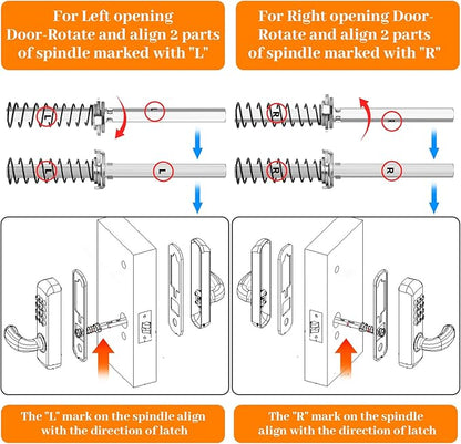 Stainless Steel Mechanical Keypad Entry Door Handle Lock,Commercial Keyless Push Button Code Door Lever,Single-Sided Combination &Interior Non-Locking,Exterior Auto-Lock,for Outdoor,Silver