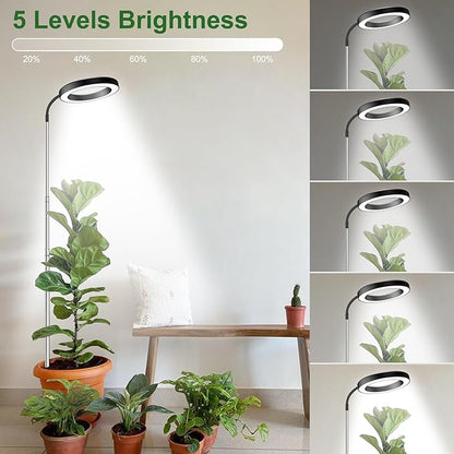 wolezek Grow Lights for Indoor Plants Full Spectrum, 80 LEDs 3 Colors Grow Light, 65in Plant Lights for Indoor Growing with 360°Gooseneck, 6/12/16H Timer, 5 Brightness, Height Adjustable, Black Pair