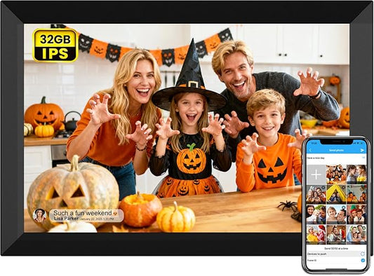 SSAWIFIFRAME Digital Photo Frame 10.1 inch WiFi Digital Picture Frame IPS Touch Screen 32GB Storage Auto-Rotate Easy Setup to Share Photos & Videos via SSA WiFi Frame App from Anywhere