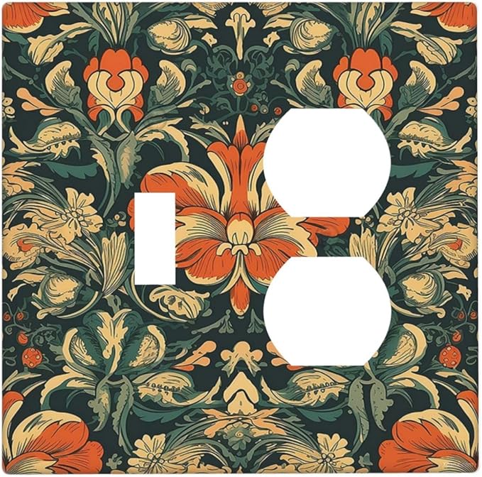 Wallplates William Morris Abstract Floral Plant Pattern Orangeyellowgreen 1 Toggle 1 Duplex Switch Plate Electrical GFCI Faceplate Decorative Light Switch Covers for Bedroom living Room