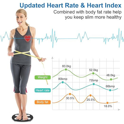 INSMART Smart Scale for Body Weight, All-in-one LCD Display Bathroom Weight Scales Body Fat Scale,Bluetooth Digital Smart Weighing Scale with Heart Rate,Heart Index & Body Composition Analyzer,396 lbs