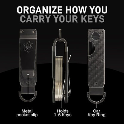 ROSSM Key Organizer - Compact Metallic Key Holder | Minimalist Innovative Keyholder | Smart Keychain Secures 2-6 Keys