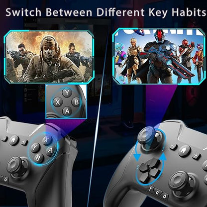 UNIHOW Bluetooth Game Controller for PC, Mac, Nintendo Switch, iOS, Android - Dual Motor, 6-Axis Gyroscope, Backlit, Ergonomic Design