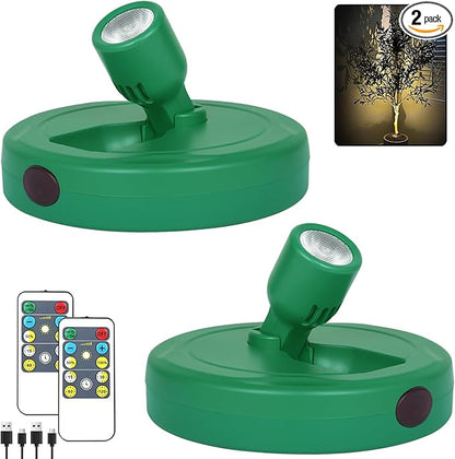 LED Spotlight, Rechargeable Battery Picture Lights, Uplighting Indoor, Spot Light with Remote, Plant Tree & Wall Art Display Dartboard Closet Spotlight-Green