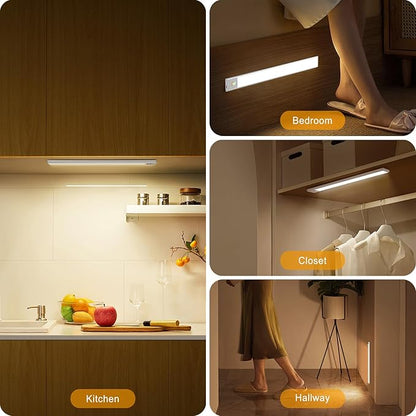 BLS Under Cabinet Lights, 46 LED lights Battery Operated Motion Sensor Light Indoor, USB C Rechargeable Closet Lights Motion Sensored, 1500mah Wireless Magnetic Light for Kitchen Night Stairs (2 Pack)