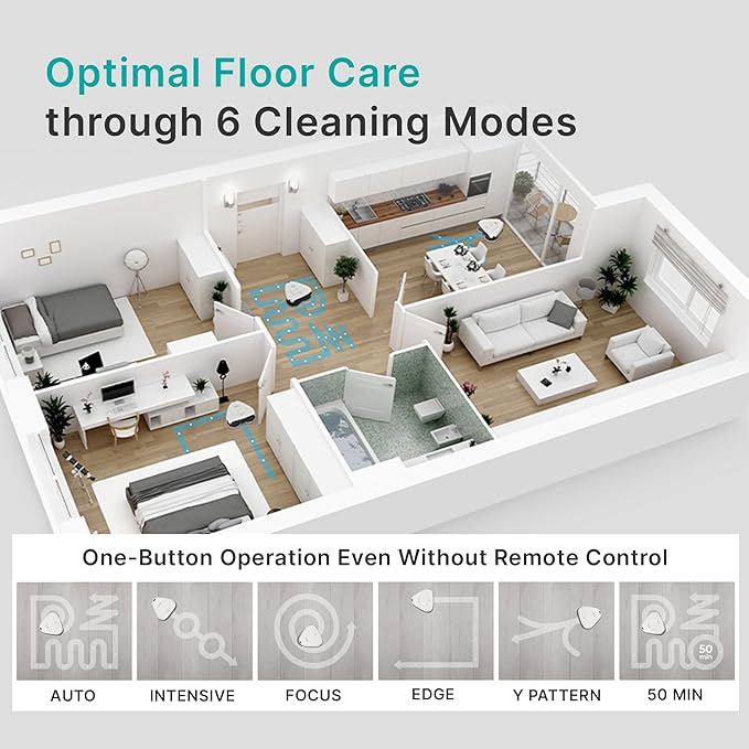 EVERYBOT Three-Spin Robot Mop - Ultra Quiet Smart Mopping Robot Cleaner Only | Powerful Stylish 3 Spin Wet Mop for Hard Floor & Tile Cleaning with Remote Control | Large Water Tank
