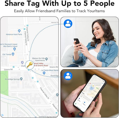 Tracker Tags-4 Pack, Bluetooth Tracker Works with Apple Find My APP (iOS Only), Keys Finder and Item Locator for Luggage, Backpack, Suitcases, Replaceable Battery, IP67 Waterproof Tracking Tag