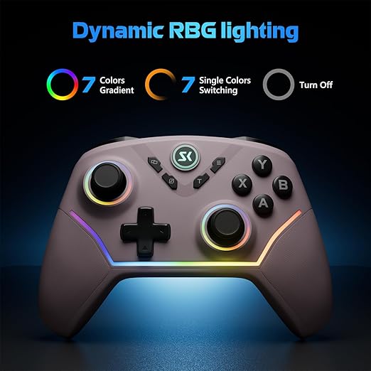 Wireless PC Controller with Hall Effect Joysticks & Triggers, 1000Hz Polling Rate, Trigger Locks, Bluetooth Pro Gaming Controller for PC/Steam/Luna/Tesla - 4 Macros and Turbo, Dynamic RGB, Pink