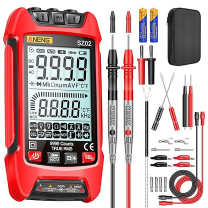 ANENG SZ02 Multimeter,Digital Voltage Tester Meter,TRMS 9999 Counts Voltmeter Measures ac/dc Current,Voltage,NCV,Resistance,Continuity,Capacitance,Diodes,Auto-Ranging Ohm,Amp Electrical Tools