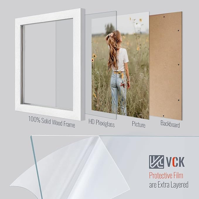 VCK 14x22 Picture Frames white Set of 6, Wide Border Wood Poster Frame, Multi-Directional Display Family Photos, Office Prints, Studio/Gallery Artwork, Woodgrain Series, Wall Hanging