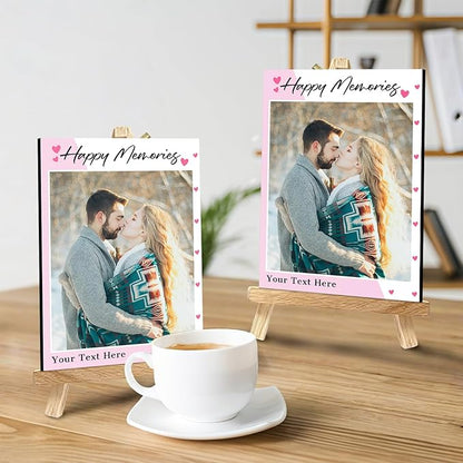 Custom Photo Frame with Stand, Personalized Picture Display, MDF and Wood Construction, Desktop Decor, Multiple Designs, Customizable Gift for Family and Friends