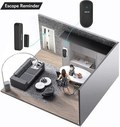SECRUI Door Chime, Door Sensor Chime with Adjustable Volume, Easy Installation, 400ft Range, 52 Chimes, M508+D7 Door Open Chime for Business/Home When Entering, Black