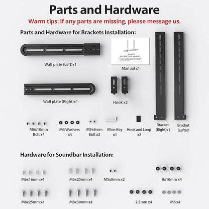 USX MOUNT Universal Soundbar Mount, Sound Bar TV Bracket for Soundbar with Speaker, Fits 2 Installation Options, Removable No-Slip Base Holder Extends 3.46”-6.06”