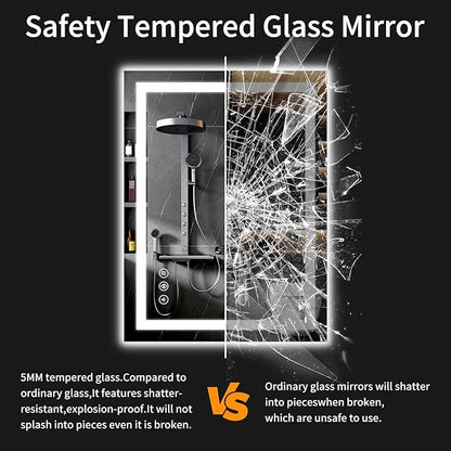 40"x32" LED Bathroom Mirror with Lights, Dimmable, Anti-Fog, Lighted Bathroom Vanity Mirror for Wall, Backlit + Front Lit, Memory Function, Shatter-Proof, Tempered Glass