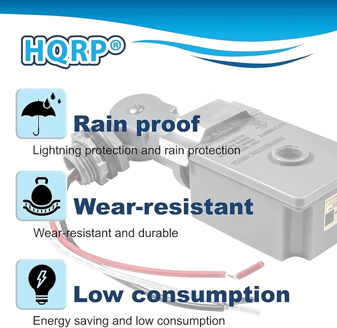 HQRP 12-Pack Photocell Thermal Type Light Sensor Stem and Swivel Mount Dusk to Dawn Hardwired Switch Photoelectric Control for Barn Lights Outdoor, Back Yard Lightening, Outdoor Lighting, etc.