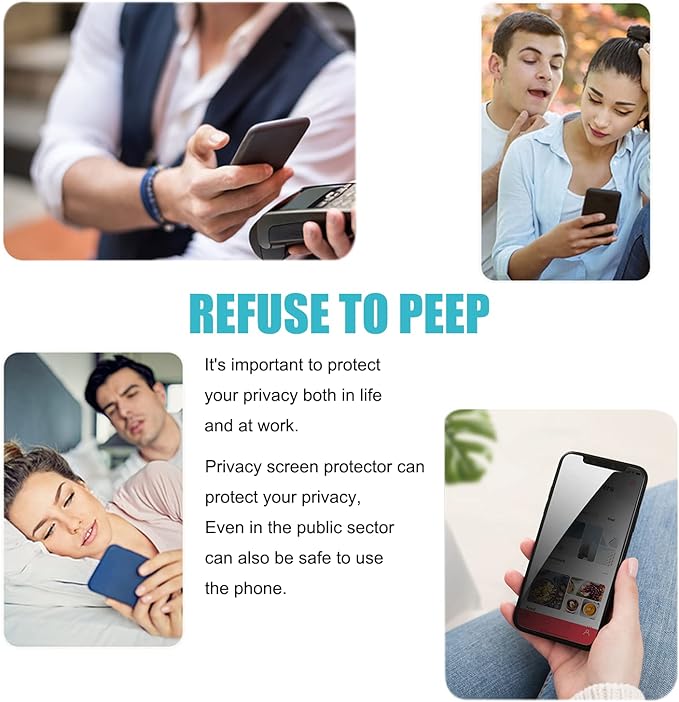 PEHAEL 3+3Pack for iPhone 13 Mini Privacy Screen Protector with Camera Lens Protector Full Coverage Anti-Spy Tempered Glass Film 9H Hardness Easy Installation Bubble Free [5.4 inch]