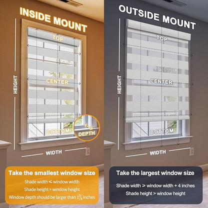 Motorized Blinds with Remote, Cordless Automatic Zebra Shades, Smart Blind for Windows, Grey, 35 x 72