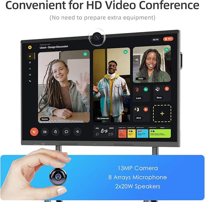 85" Smart Board, Interactive Whiteboard, 4K Electronic Board, UHD Touchscreen, Android 13, 8+128G, All in One Smartboard for Classroom Office Home (Wall Mount Included)