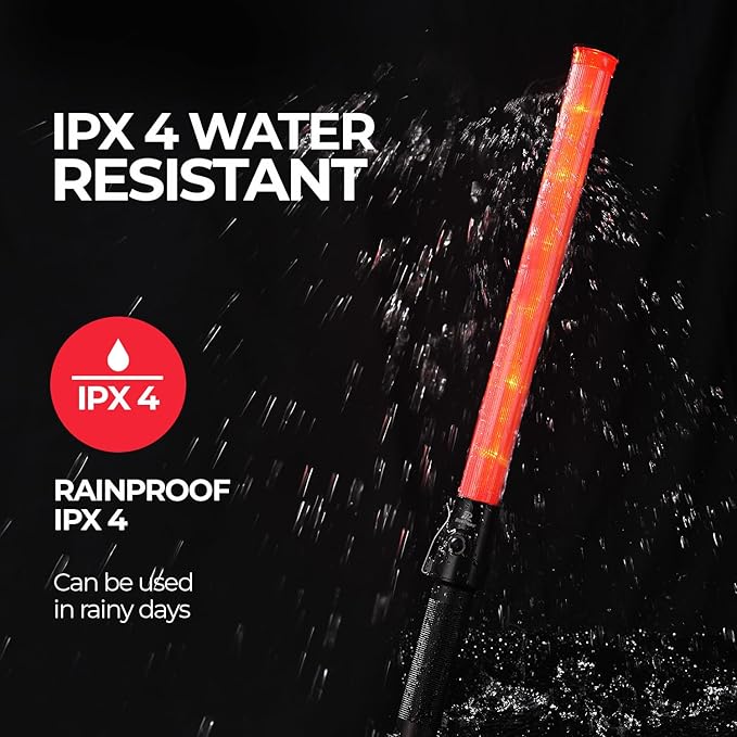 RoadHero 2 Pack Traffic Wand, 21 Inch Led Traffic Control Wands with 2 Flashing Modes, Safety Light Baton with Side Clip for Airport, Parking, Car Directing