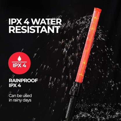RoadHero 2 Pack Traffic Wand, 21 Inch Led Traffic Control Wands with 2 Flashing Modes, Safety Light Baton with Side Clip for Airport, Parking, Car Directing