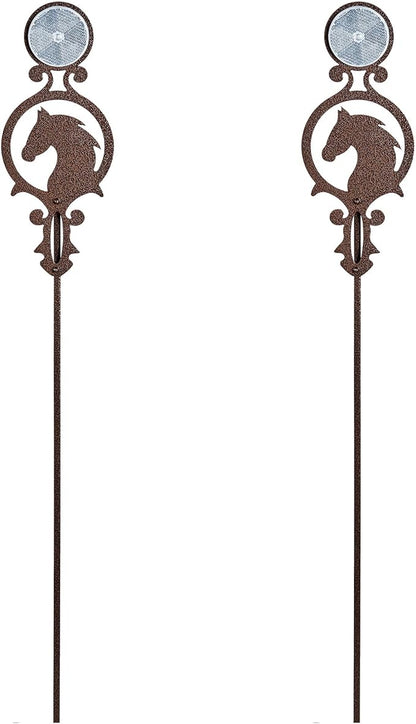 Touch of Class Pathways Reflective Driveway Marker Stake Set of Two for Outdoor Use | Horse Silhouette Design | Personalized Tall Reflector Set of 2 | Weathered Bronze Durable Finish