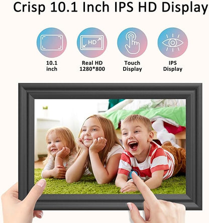 Digital Picture Frame WiFi 10.1 Inch Digital Photo Frame, Electronic Picture Frame, 16GB Storage, Auto-Rotate, IPS Touch Screen, Easy Setup and Share Photos and Videos via Free App from Anywhere