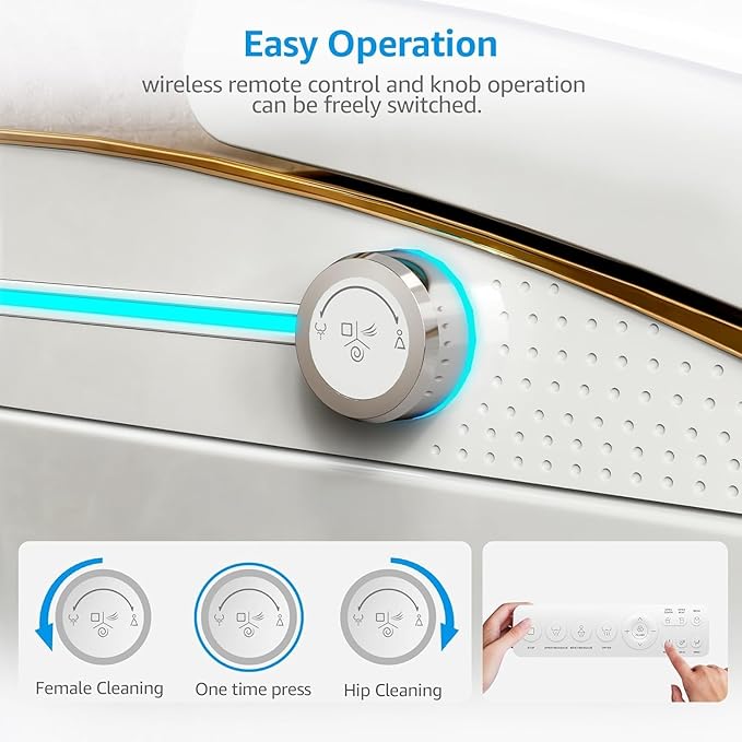 Smart One-Piece Toilet with Built-in Bidet, Elongated Tankless Design, Instant Warm Water, Dual Flush with Auto & Foot Sensor, Heated Seat, ADA Height, Foam Shield, Modern Bathroom Toilet