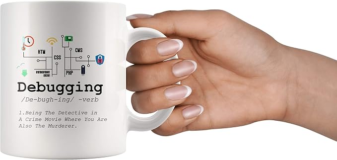 Panvola Debugging Definition Mug Funny Gift Computer Programmer Programming Coding Code IT Tech Support Coffee Ceramic Cup 11 oz (White)