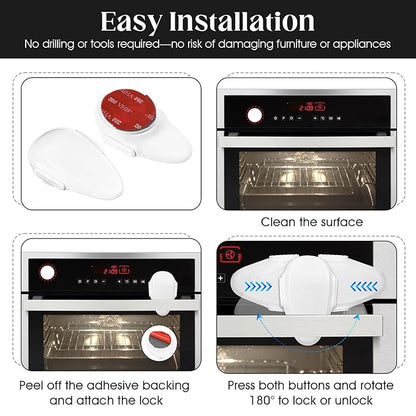 1 Pack Oven Lock for Baby Proofing - Heat Resistant, No Drill Adhesive Stove Door Lock, Child Safety Oven Lock (White)
