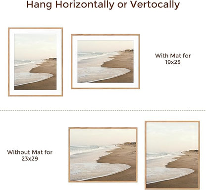23x29 Oak Wood Frame, 23"x29" Poster Frames, 23 x 29 Picture Frame with Mat for 19x25, Rustic Wood Frames 23 x 29 with Real Glass, 23" x 29" Art Frame, 23x29 Puzzle Frames (Natural Oak Color, 1 Pack)