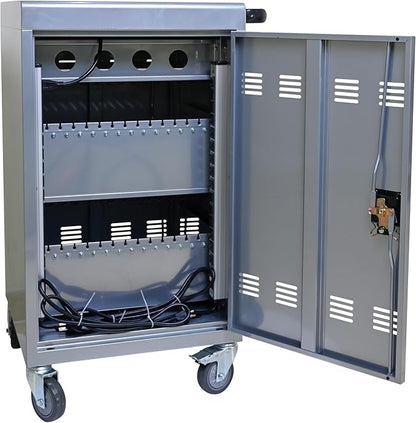 Laptop Charging Cart, 31+4 Charging Ports Laptop Storage Cart, 35-Bay Mobile Charging Cabinet for iPads up to 16.3", Chromebook Devices, Cord Management, Access Lock.School,Business.Silver