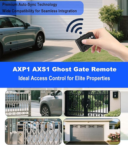 for Ghost Controls AXS1 AXP1 Remote Transmitter,5-Button Remote Transmitter for Automatic Gate Openers, Partymode, Compatible with Ghost Controls Single/Dual Control Opener Systems (AXS1 1Pack Black)