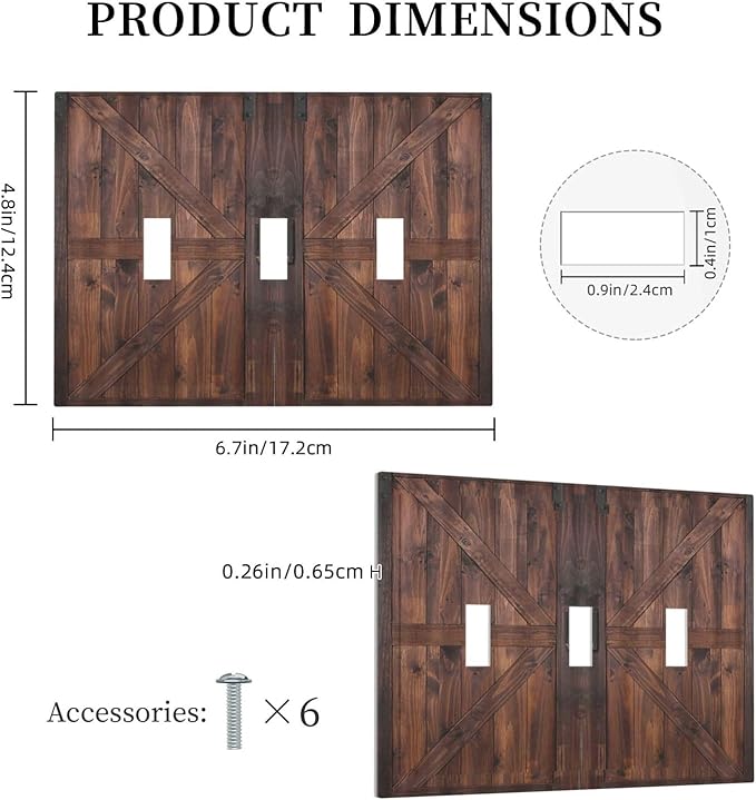 Decorative Light Switch Cover Plate Vintage Brown Farmhouse Barn Door 3 Gang Wall Plates for Electrical Outlets Triple Toggle Switch Plate Covers Outlet Covers Faceplate for Bedroom Home Decor