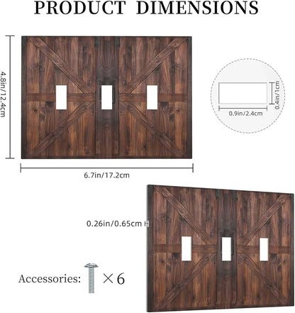 Decorative Light Switch Cover Plate Vintage Brown Farmhouse Barn Door 3 Gang Wall Plates for Electrical Outlets Triple Toggle Switch Plate Covers Outlet Covers Faceplate for Bedroom Home Decor