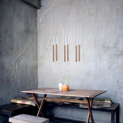 ALTAIR 6 Mini Pendant Lighting White-Copper - LED Hanging Light Fixture for Kitchen Island, Bar, Foyer - Cluster Pendants - Dimmable, Adjustable Wire, Lamp Bulb Included