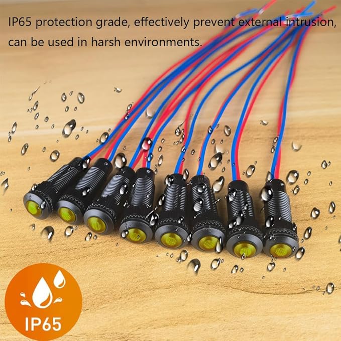 8pcs Yellow Indicator Pilot Light 110VAC Mounting Hole Size 8mm(Flame Retardant Plastic Shell)