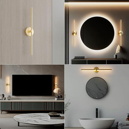 ZAGO Battery Operated Wall Sconce: 24-inch Wireless LED Wall Sconces Set of Two with Remote Control, Dimmable Modern Linear Light for Living Room, Bedroom, Hallway Indoor Lighting Decoration