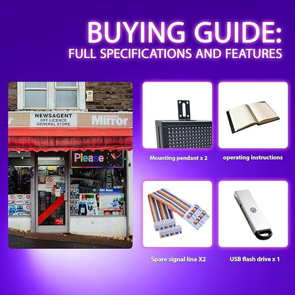 Programmable Led Sign With Full Color Display - Energy Saving and Waterproof Led Message Board for Schools, Shops, and Businesses, Supports wifi Connection,39"x14"