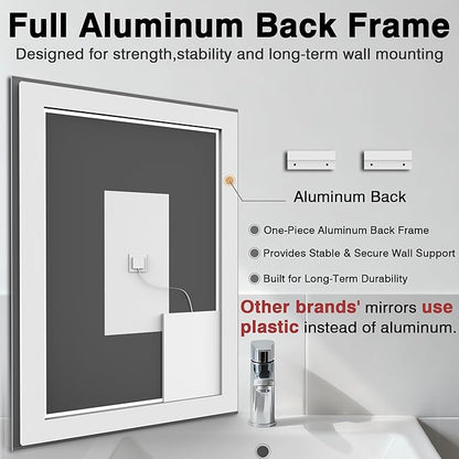 66"x36" LED Lit Bathroom Mirror, Front and Backlit LED Mirror, Anti-Fog Bathroom Mirror with Lights, 3 Colors Stepless Dimmable Mirror, Touch Sense (Horizontal/Vertical)