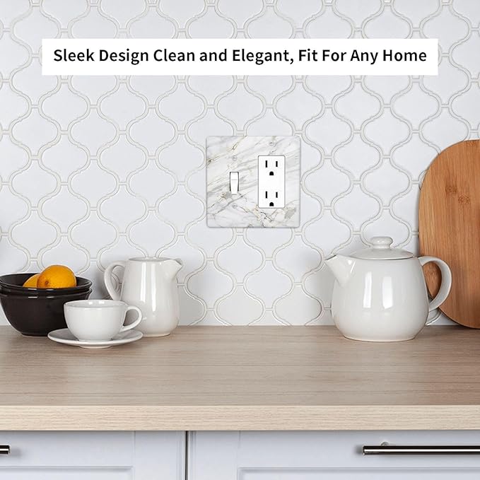 Outlet Covers Gray Gold Marble Abstract Modern Luxury 1 Toggle 1 Rocker Combo Light Switch Cover Plate Decorative Switch Plate Covers Electrical Wall Plate for Bedroom Home Decor